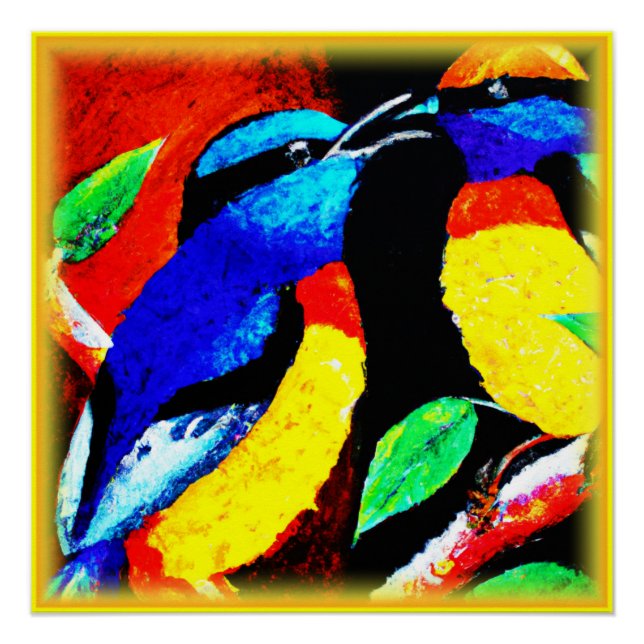 Poster Joli Oiseaux Couple. Commandez dès maintenant  (Devant)