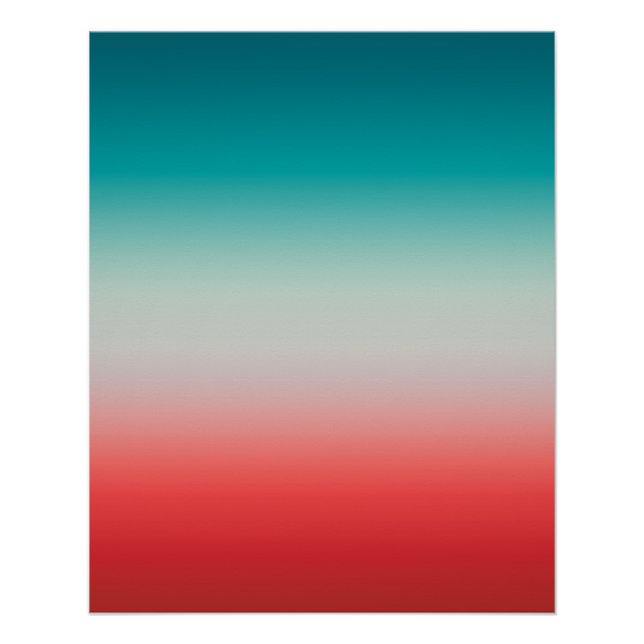 Poster Joli Ombre Festive Rouge & Turquoise Blue Gradient (Devant)
