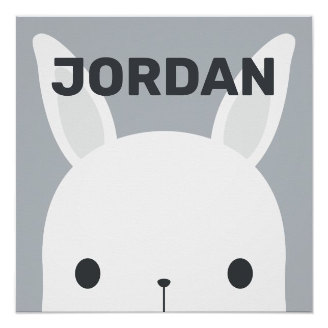 Poster Joli petit lapin avec nom personnalisé (Devant)