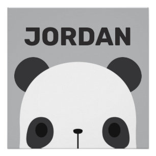 Poster Joli petit ours panda avec nom personnalisé