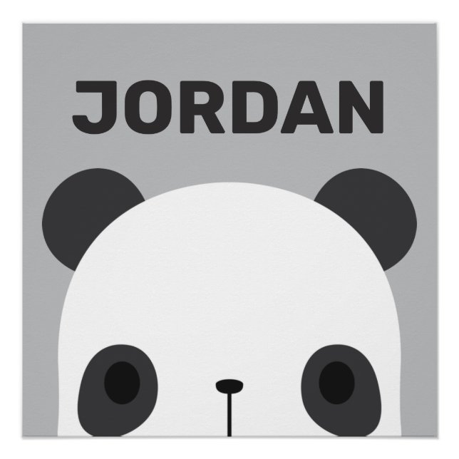 Poster Joli petit ours panda avec nom personnalisé (Devant)