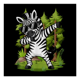 Poster Joli zèbre qui fait le dab Danse de zèbre drôle An