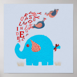 Poster Jolie Alphabet Elephant Baby Nursery Imprimer