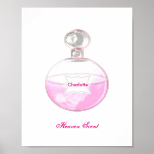Poster Jolie bouteille de parfum rose personnalisée