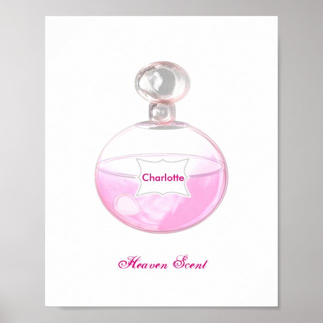 Poster Jolie bouteille de parfum rose personnalisée (Devant)