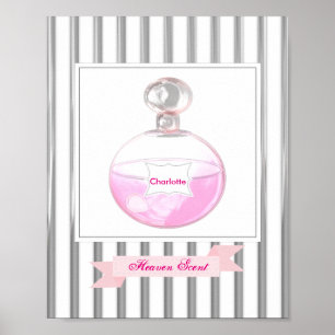 Poster Jolie bouteille de parfum rose personnalisée