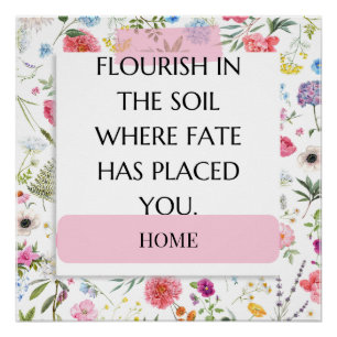 Poster Jolie citation de printemps fleurie ressort Porte