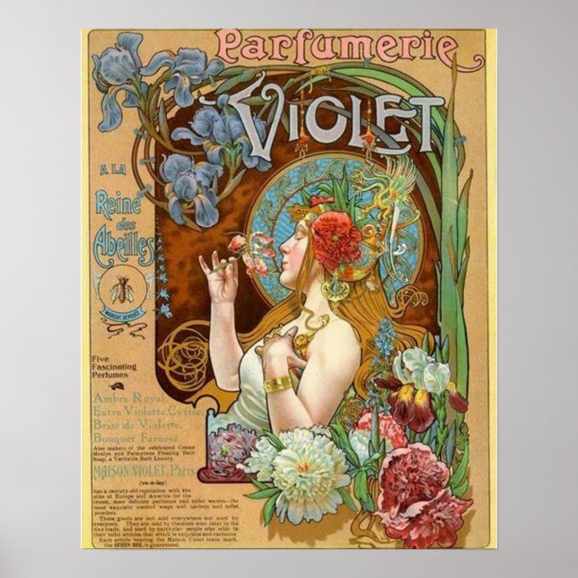 Poster Jolie fille et violet parfum publicité (Devant)