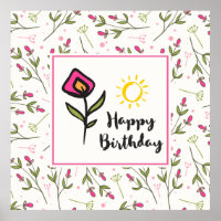 Jolie Fleurs sauvages et Illustration du soleil An