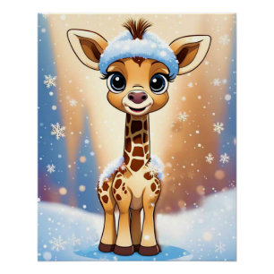 Poster Jolie Giraffe de Noël à Beanie Casquette MON PROPR