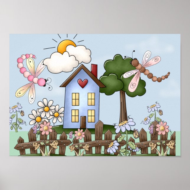 Poster Jolie image d'art folklorique campagnard (Devant)