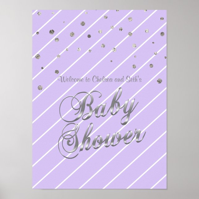 Poster Jolie lavande et Baby shower d'argent (Devant)