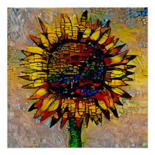 Poster Jolie peinture Abstraite de tournesol
