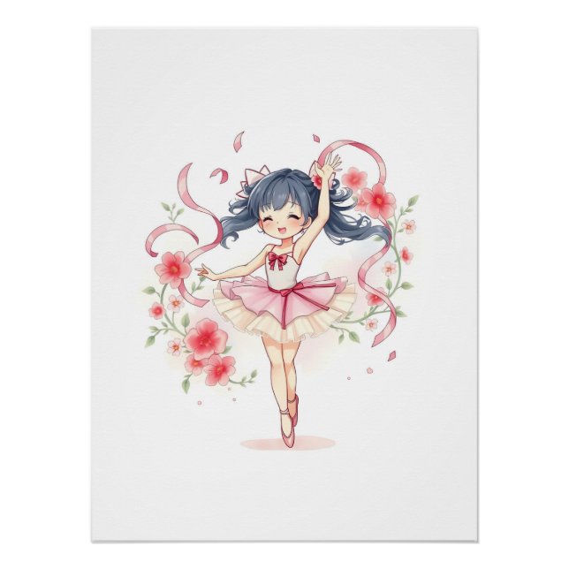 Poster Jolie petite fille ballerine (Devant)