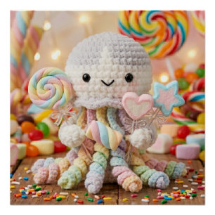 Poster Jolie pieuvre au crochet Candy Land esthétique