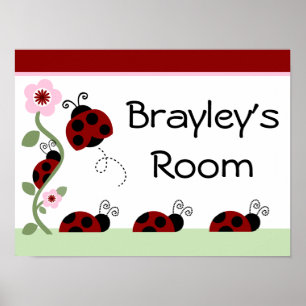Poster Jolies coccinelles et fleurs Art Print panneau aff