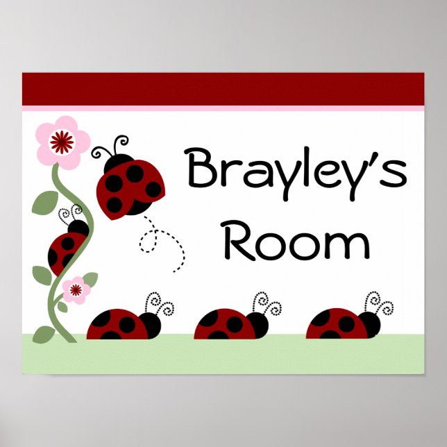 Poster Jolies coccinelles et fleurs Art Print panneau aff (Devant)