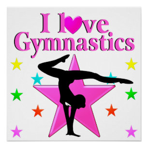 POSTER JOLIMENT ROSE J'AIME LE DESIGN GYMNASTIQUE