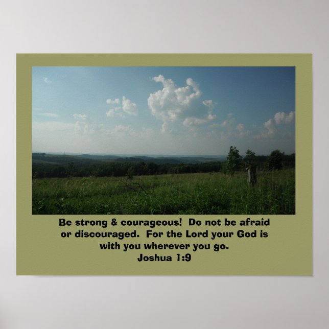Poster Joshua 1:9 "Soyez fort et courageux" (Devant)