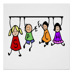 Poster Jote Kids Cartoon tenant des mots de la parole