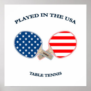 Poster Joué aux Etats-Unis Tennis de table