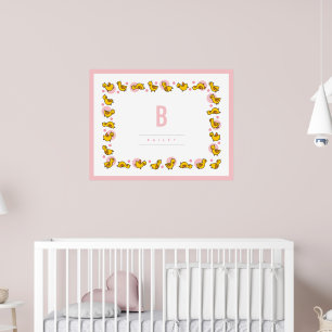 Poster Jouer Bébé Canards rose Monogramme Nourriture mura