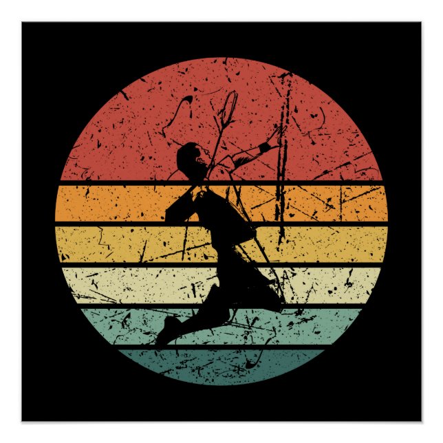 Poster Joueur Badminton Retro Vintage (Devant)