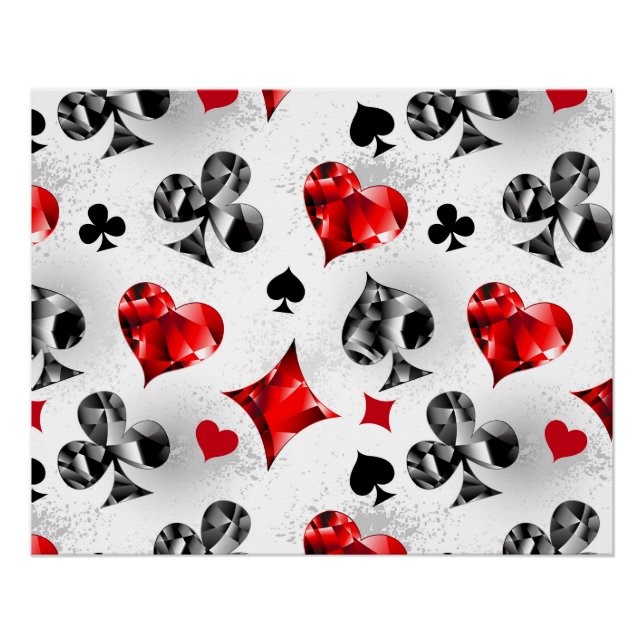 Poster Joueur de poker Joueur de cartes de jouer costumes (Devant)