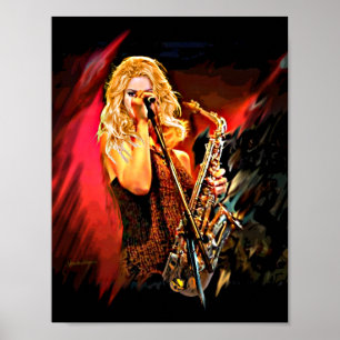 Poster Joueur de saxophone ardent