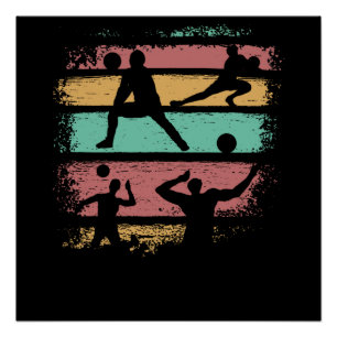 Poster Joueur de volley-ball Rétro Vintage
