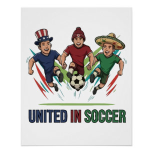Poster Joueurs Internationaux Unis dans le Football
