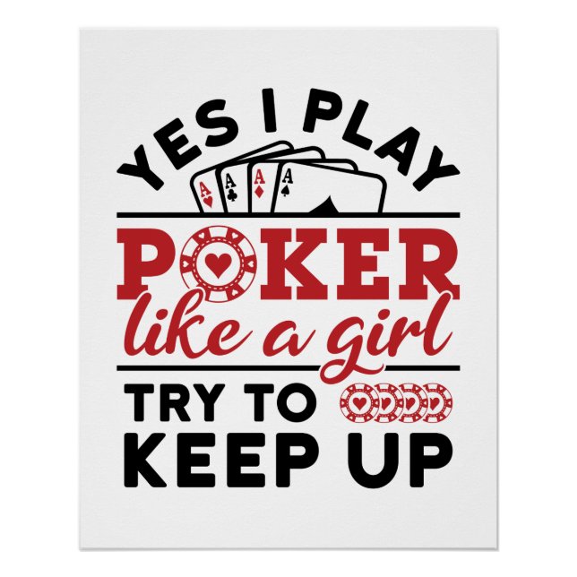 Poster Joueuse de poker Les femmes jouent au poker comme  (Devant)