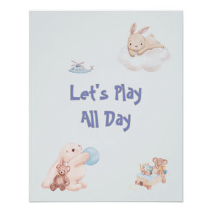 Poster "Jouons toute la journée" Baby Bunnies