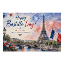 Jour de la Bastille Tour Eiffel Seine feux d'artif