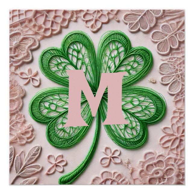 Poster Jour de la shamrock St Patrick en dentelle de Mono (Devant)