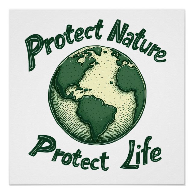 Poster Jour des terres Rétro - Protéger la nature, protég (Devant)