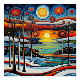 Poster Jour d'hiver au coucher du soleil 12