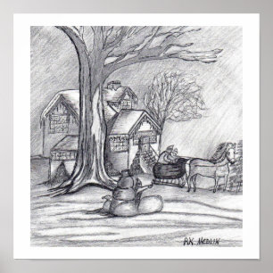 Poster "Jour d'hiver de Noël"