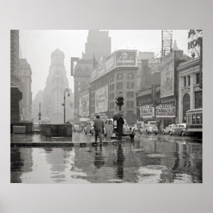 Poster Journée pluvieuse à Times Square, 1943. Photo vint