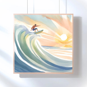 Poster Jours de surf   Aquarelle du Surf Ocean Wave