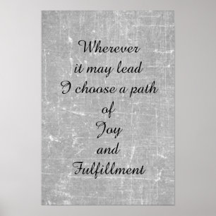 Poster 'Joy and fulfillment' poem art poster.