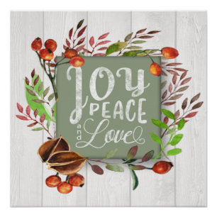 Poster Joy, Peace, Love Chalkboard Wreath ID437