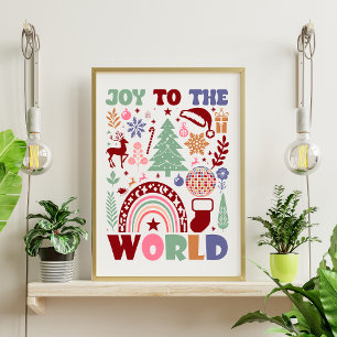 Poster Joy To The World Noël Icônes Modernes Typographie