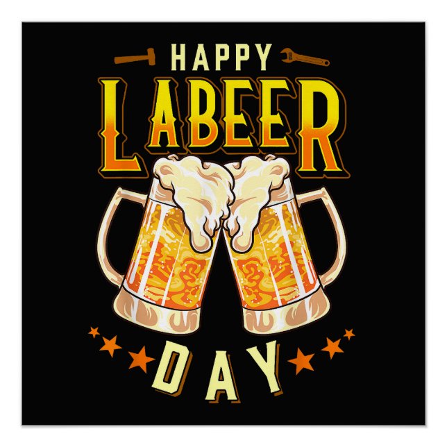 Poster Joyeuse fête du Labeer drôle Fête du Travail (Devant)