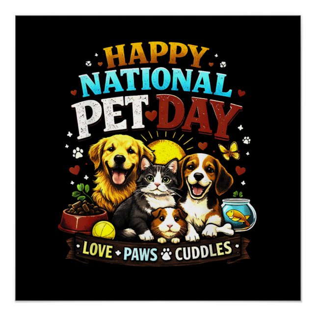 Poster Joyeuse Journée nationale des animaux de compagnie (Devant)