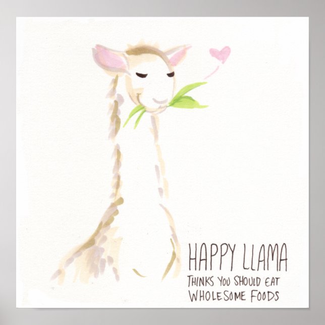 Poster Joyeuse Llama Yummy ! (Devant)