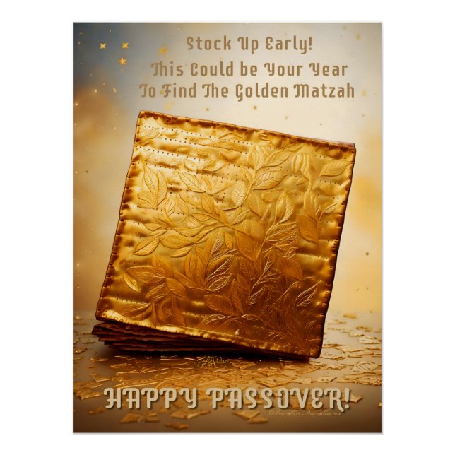 Poster Joyeuse Pâque ! Matza d'or (Devant)