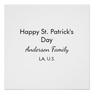 Poster Joyeuse st. Fête de Patrick nom famille endroit si