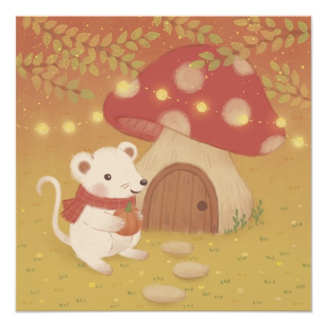Poster Joyeuses journées d'automne avec souris (Devant)