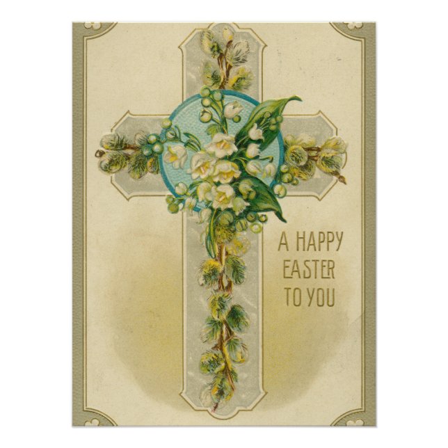 Poster Joyeuses Pâques à Vous - Carte Postale Antique,  (Devant)